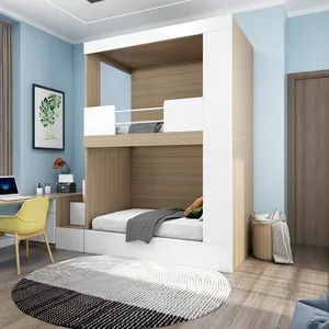 Detachable Bedroom Furniture Space Secret Student Dormitory Bunk Bed Wooden Panel Hostel Capsule Bed