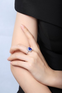 Hot Bán Hình Bầu Dục Cắt 18K Vàng Trắng 925 Bạc Đá Quý Tự Nhiên Không Nóng Sri Lanka Hoàng Gia Màu Xanh Sapphire Nhẫn Đồ Trang Sức Đồ Trang Sức Mỹ - Product Image 6