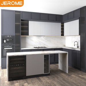 Fabricante Jerome, Isla de Cocina Personalizada de Madera Contrachapada con Laminado HPL, Encimera de Cuarzo, Diseño de Gabinetes - Product Image 4