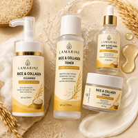 Kit Facial Complet Anti-Âge au Collagène de Riz et Vitamine C : Nettoyant, Tonique, Sérum, Crème, Affinant les Pores – Vente en Gros, Marque Privée
