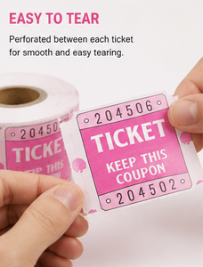 Boletos de Rifa Rosados de 2x2 Pulgadas, Numerados Secuencialmente con Reverso Escribible para Eventos Promocionales - Product Image 3