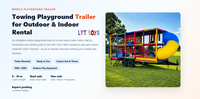 Aire de jeux mobile compacte sur roues avec piscine à balles, trampoline et jeux gonflables pour la location événementielle, les fêtes, les carnavals, les festivals et les foires de jeux pour enfants