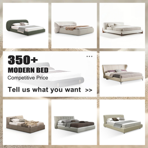 Cama tapizada en crema de felpa | Cama Sherpa de lujo neutral para un dormitorio acogedor - Product Image 4