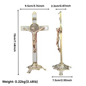 HT 19cm 가톨릭 스탠딩 예수 십자가 성 베네딕토 메달 십자가상 탁상용 종교 장식 선물 가톨릭 가정 기도 장식 - Product Image 2