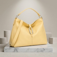 Sac à bandoulière surdimensionné 3449 pour femme en cuir Nappa jaune, sac hobo, compatible ordinateur portable, avec large sangle, sac à main minimaliste