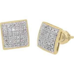 Ornaatis Diamond Stud <b>Earrings</b> 10k Yellow Gold 8mm Square Round Cut White Natural Diamonds Screw <b>Back</b> Women's - Product Image 1