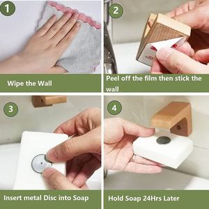 2 pcs Eco-Friendly Plat en <span class=keywords><strong>Bois</strong></span> pour <span class=keywords><strong>Savon</strong></span> Magnet Air Dry <span class=keywords><strong>Savon</strong></span> Saver Self Wood Magnetic Bar Soap Holder for Shower Wall - Product Image 6