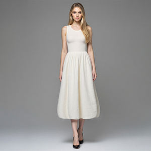 Vêtements pour femmes tricoté tissé Patchwork <span class=keywords><strong>pull</strong></span> <span class=keywords><strong>sans</strong></span> manches robe été jupes décontracté Maxi dames jupes longue robe pour les femmes - Product Image 5