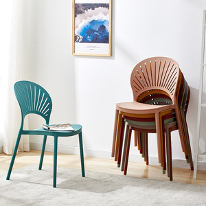 Vente directe d'usine, chaise de salle à manger de style nordique simple, à dossier haut, empilable, colorée, pour la maison, les loisirs, les cafés, les restaurants - Product Image 6