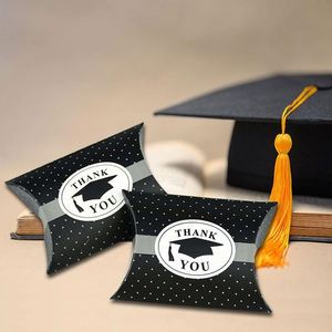 Cajas de dulces con forma de birrete de graduación, cajas de regalo vacías con forma de almohada para bodas o fiestas, empaque de regalo negro, empaque promocional con logotipo personalizado - Product Image 2