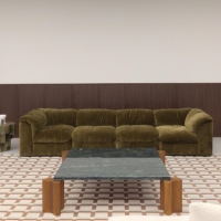 Canapé modulaire sur mesure en velours à assise profonde et surdimensionnée, directement de l'usine, pour salon de villa, vente en gros de meubles