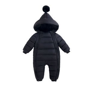 Combinaison bébé à capuche de style nouveau avec fermeture éclair bidirectionnelle, en coton épais et chaud, combinaison bébé, sous-vêtements thermiques pour nouveau-né - Product Image 5