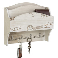 Étagère murale blanche, porte-clés d'entrée, patère murale, étagère flottante en bois, étagère de rangement murale