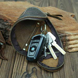 Étui à clés créatif Andong en cuir Crazy Horse rétro avec fermeture éclair, porte-cartes et porte-clés de voiture, pour hommes et femmes - Product Image 3
