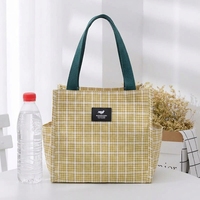 Sac fourre-tout imperméable à carreaux et fleurs, capacité moyenne, doublure TC, taille personnalisée, pour les trajets quotidiens, sac à lunch, usage quotidien
