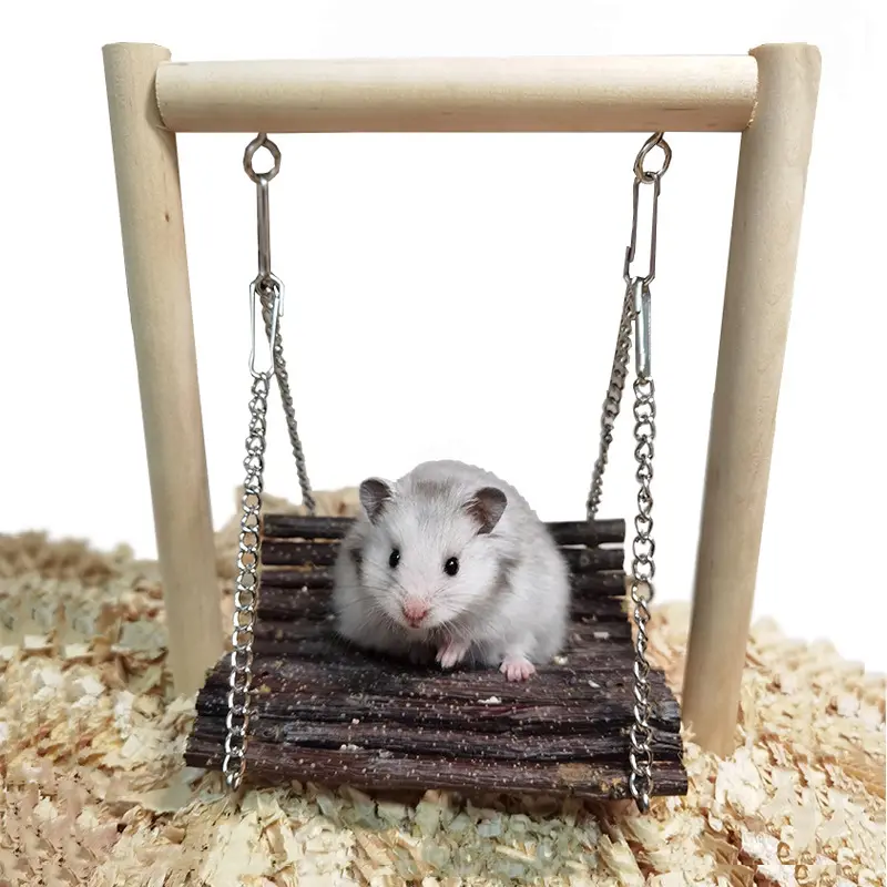 Pet Toys-natural Wooden Pets Chew Small Animal Rabbit Mice Rat Guinea Pig Hamster Swing Cage Hamster Toys - Buy Hamster House