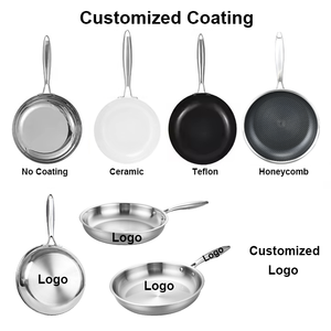 Sartén Triple <span class=keywords><strong>de</strong></span> Titanio Antiadherente con Efecto Martillado, Híbrida <span class=keywords><strong>de</strong></span> Titanio y <span class=keywords><strong>Acero</strong></span> <span class=keywords><strong>Inoxidable</strong></span> para Freír y Cocinar Filetes - Product Image 6