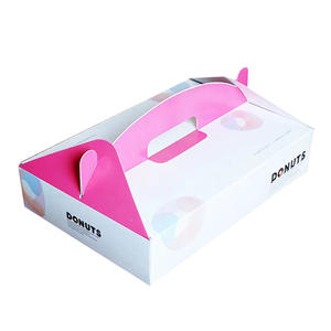 定制印刷面包店甜甜圈带走纸盒，甜甜圈包装盒带手柄食品蛋糕包装刚性盒LX <span class=keywords><strong>100</strong></span>件 - Product Image 6
