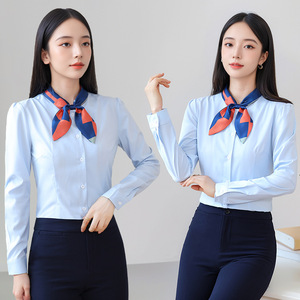 Women's Long Sleeve Shirt Solid Color Bow Tie <b>Work</b> Blouse Polyester Fabric Broadcloth Fit For Office Wear - Product Image 2