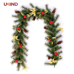 Least wholesale top-wreath Christmas Red berries decoration wreath Christmas - Product Image 2