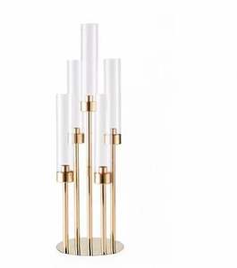 เชิงเทียนอะคริลิคทรงทันสมัยคุณภาพดีสำหรับตกแต่งงานปาร์ตี้และงานแต่งงานบนโต๊ะอาหาร พร้อมฐานโลหะสีทอง - Product Image 2