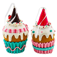 Handgemachte Cupcake Weihnachts dekor Glitter mit Schneemann und Santa hängenden Ornament für Weihnachts baum Kegel Weihnachts feier Dekoration