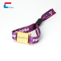 Bracelet RFID en tissu tissé NFC Festival Classic 1K avec mini-étiquette, fonctionnalités de paiement et de carte de visite