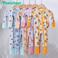 Pyjama bébé en bambou doux et mignon avec fermeture éclair, combinaison durable pour nouveau-né, vêtements de nuit pour bébé, vêtements pour bébé à impression personnalisée, gigoteuse pour nourrisson