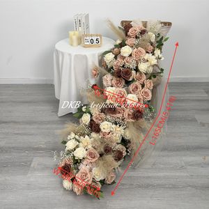 Décoration florale et végétale pour mariage d'automne, couleur terre cuite, rose et herbe <span class=keywords><strong>de</strong></span> la <span class=keywords><strong>pampa</strong></span>, chemin <span class=keywords><strong>de</strong></span> table artificiel long en fleurs - Product Image 3