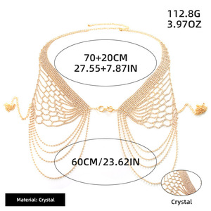 Elegante catena in cristallo placcato oro per le donne Sexy gioielli con diamanti per Bikini Lingerie alla moda Nightclub cinture in metallo - Product Image 5