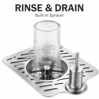Rinse-verres automatique en acier inoxydable 304, à poser sur comptoir, installation facile, robinet réglable, qualité commerciale, pour cafés, bars et pichets