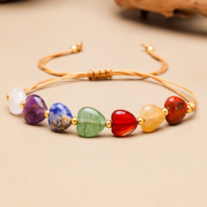 All'ingrosso cristallo naturale sette <span class=keywords><strong>Chakra</strong></span> bracciale cuore cristallo curativo braccialetto colorato <span class=keywords><strong>per</strong></span> regalo ricordo - Product Image 1
