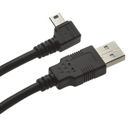 5-poliges Mini-USB 2.0-Kabel 90 Grad links abgewinkelt, Mini-USB-B-Stecker