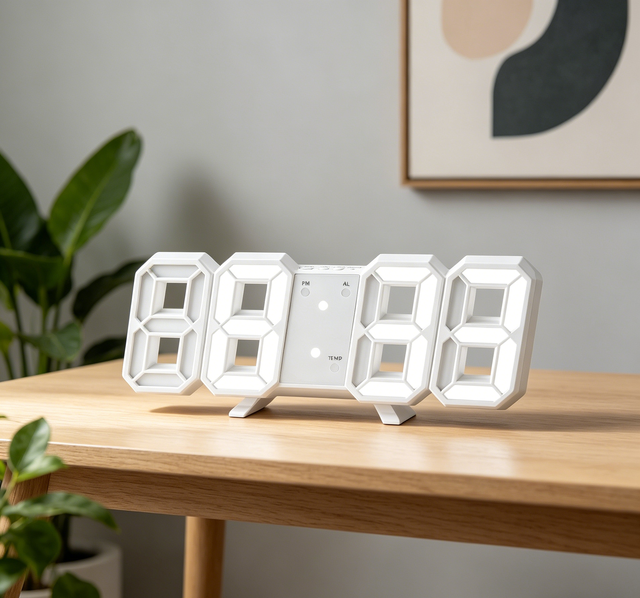Digital Modern Simple Plastic LED Display Glow-in-the-Dark Single Face Still Life Wedding Wall Clock