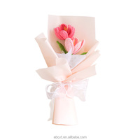 Bouquet de tulipes au crochet fait main, fleurs artificielles en fil, cadeau éternel emballé, cadeau pour la fête des mères, cadeau d'anniversaire, vente en gros