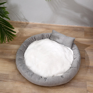 Großhandel Modernes Einfarbiges Samt-Haustierbett Winter Warmes Plüsch-Fleece Maschinenwaschbares Weiches Hundebett Heizung für Kleine Mittelgroße Hunde Katzen - Product Image 2