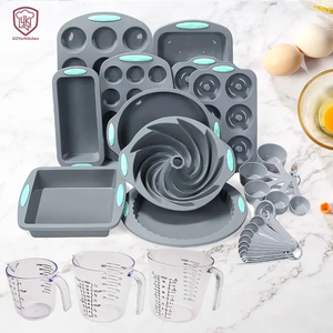 29-pcs cấp thực phẩm <span class=keywords><strong>Silicone</strong></span> khay nướng đặt lò lớn khuôn mẫu bao gồm cupcake muffin tấm Cookie bánh mì nướng bánh cốc - Product Image 1