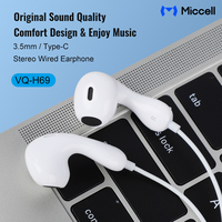 Miccell Auriculares manos libres portátiles 3,5mm Estéreo Auriculares con cable Venta al por mayor Auriculares de música con cable y auriculares
