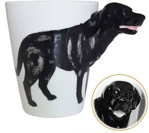 Tasse de petit-déjeuner peinte à la main en céramique 3D Canine Coffee Novelty Milk Cute Famous Dog - Product Image 4