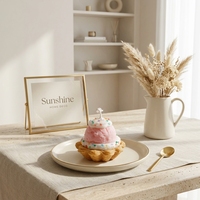 Handgemaakte bloeivormige eiertaart geurkaars van sojawas, fruitdessert crème aromatherapie kaars voor verjaardag, koffieshop cadeaus