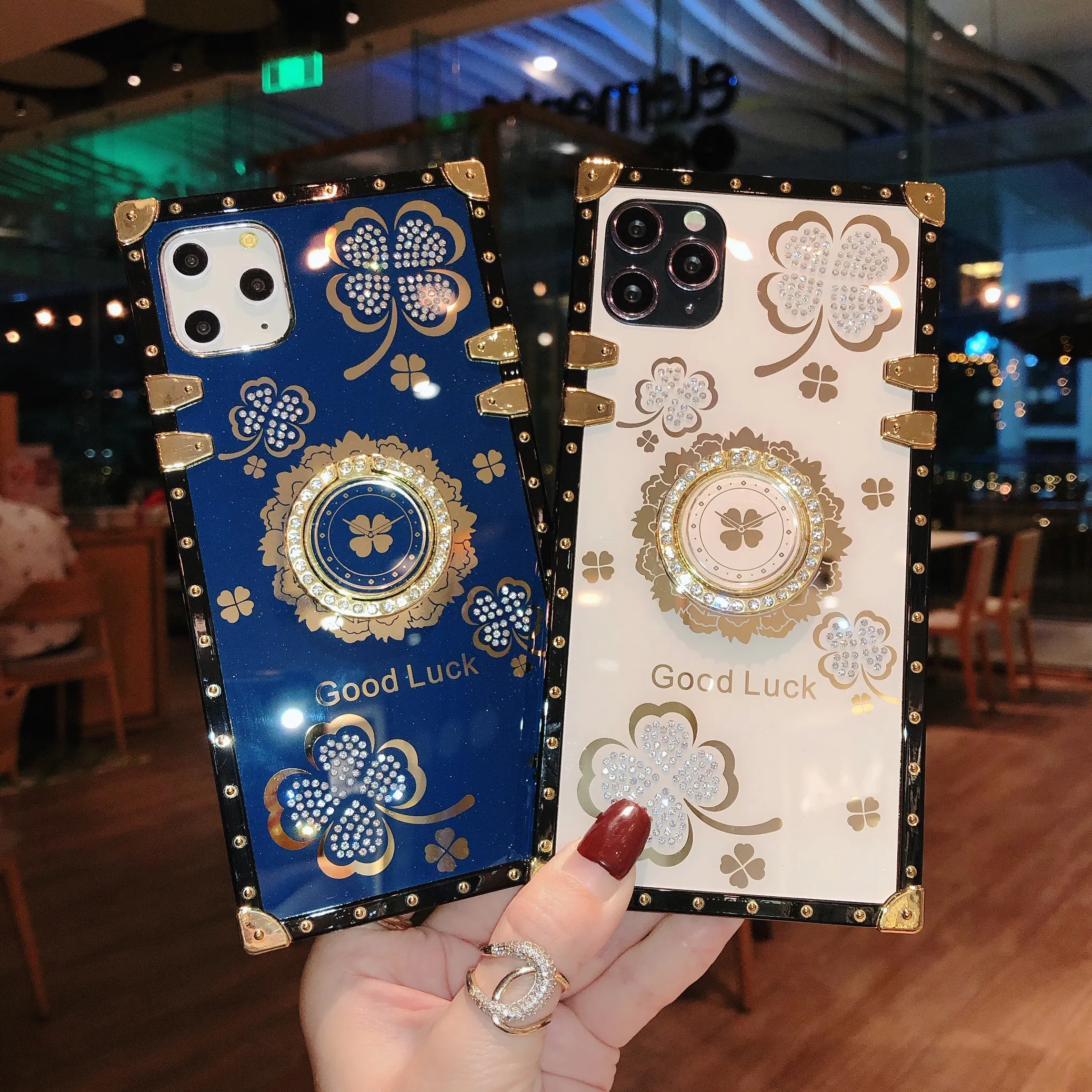 Luxury Square Phone Case For Infinix Note 10 11 Pro 12 Hot 10 Soft Cover Diamond Glitter With Ring Holder Shockproof