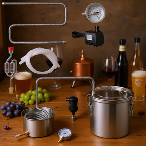 Alambic à éthanol en acier inoxydable de 3 gallons avec pompe, modèle D0100HRS6N6, pour la fabrication de spiritueux - Product Image 2