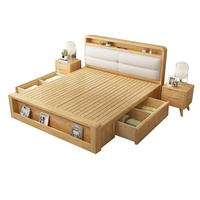 Muebles de Dormitorio 2026, Cama de Lujo con Estructura de Madera, Cama Matrimonial con Almacenamiento, Cama King Size