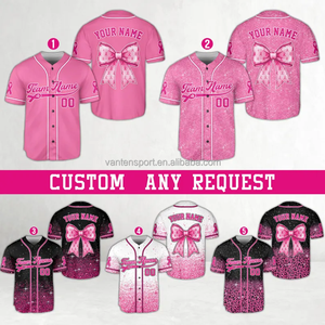 Nome e numero personalizzato del cancro al seno maglia da Baseball supporto personalizzato squadra nastro <span class=keywords><strong>rosa</strong></span> maglia da guerriero al seno - Product Image 3