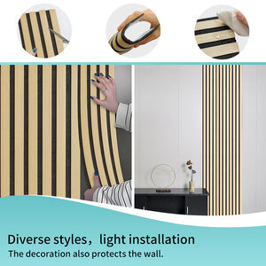 Carta da Parati Moderna Autoadesiva Pannello Grigliato Tridimensionale con Venature del Legno Adesivo Murale Peel and Stick Impermeabile per Parete TV di Casa - Product Image 5