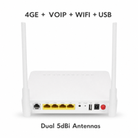 Módem HGU ONT GPON/EPON/XPON con Certificación CE FCC RoHS, 4GE+VOIP+USB+WIFI, Antenas Externas Dobles de 5dBi