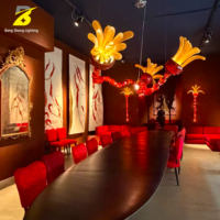 Lustre moderne en verre coloré, sculpture florale, luminaire suspendu artistique pour restaurant