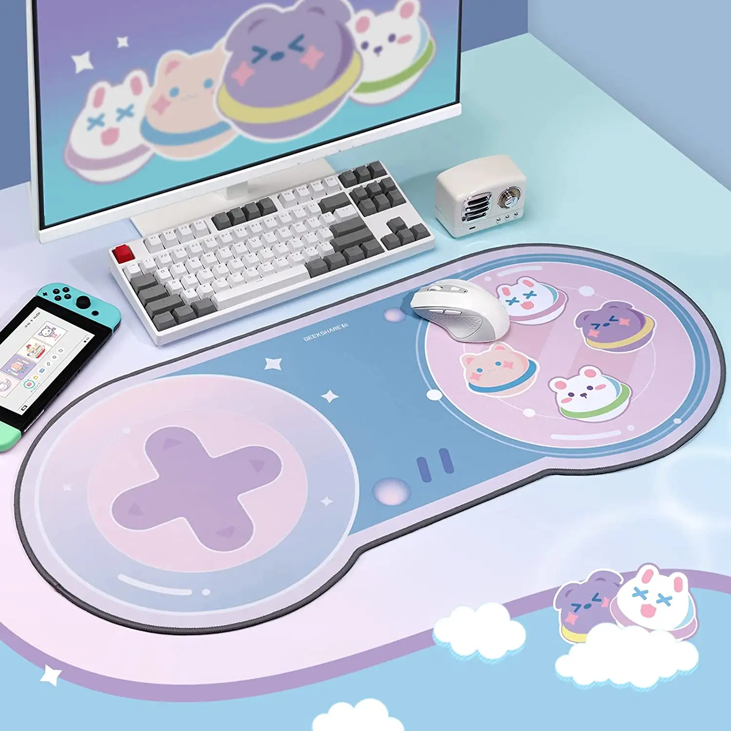 Cute Nebula Mouse Pad - Large Non-Slip Rubber Base Desk Mat for Keyboard and Mouse, for Gaming, Writing, or Home Office Work