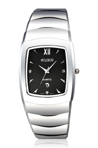 นาฬิกาควอตซ์ทรงสี่เหลี่ยมผืนผ้าคุณภาพสูง ตัวเรือนทำจากทังสเตนสตีล นาฬิกาธุรกิจพร้อมหน้าต่างแสดงวันที่ กระจกแซฟไฟร์ - Product Image 3