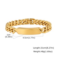 Bracelet chaîne personnalisé avec logo sur mesure, en acier inoxydable, style hip-hop, bracelet cubain pour homme, bijoux plaqués or